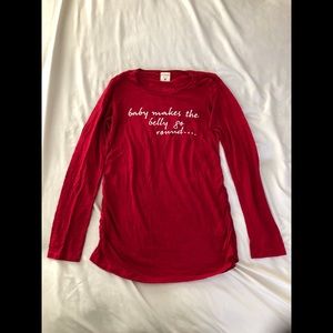 Red Long Sleeve Motherhood Maternity Shirt
